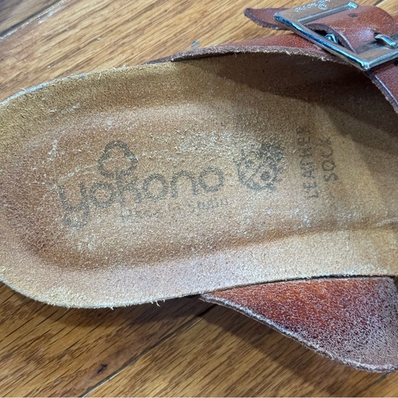 Yokono Ibiza Sandals Womens 9 Brown Leather Flat Toe Loop Yokonos Boho Cork - Picture 6 of 7